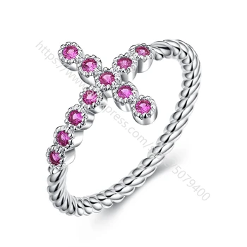 

Wholesale Women white gold plated Faith Cross Finger Rings pink AAA CZ Wedding Engagement Rings Fashion Jewelry Gifts For girls