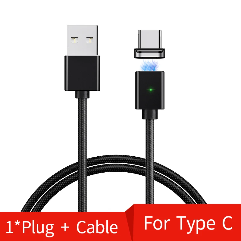 OLAF Magnetic Micro USB Cable For iPhone Samsung Type-C Fast Charging Magnet Cable Charger Adapter USB Type C Mobile Phone Cable - Цвет: Black for type c