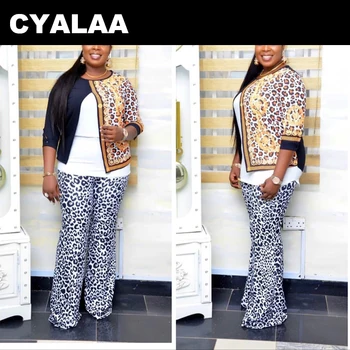 

2019 cyalaa new hot sale plus size fashion women 2 pcs top and trousers