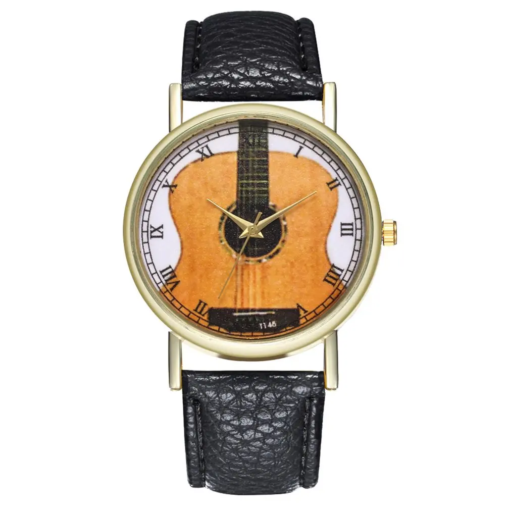

Unique Quartz Watch Leather Strap Guitar Pattern Wristwatch Strap Analog Quartz Dial Luxury For Trendy Men Women A20