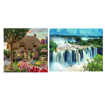 

Scenery Cottage 5D Diy Diamond Painting Full Square Diamante Drill Icons & Full Round Diamond Embroidery Waterfall