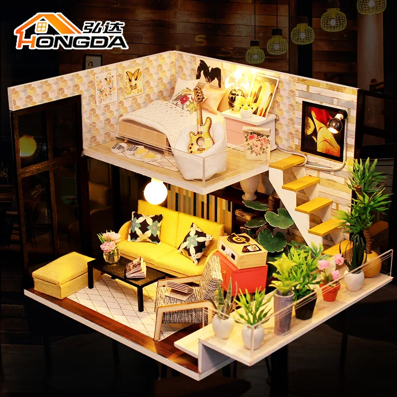 

DIY Hut Hand-made Villa Creative Small House Assembled Model Princess Room Loft Birthday Gift