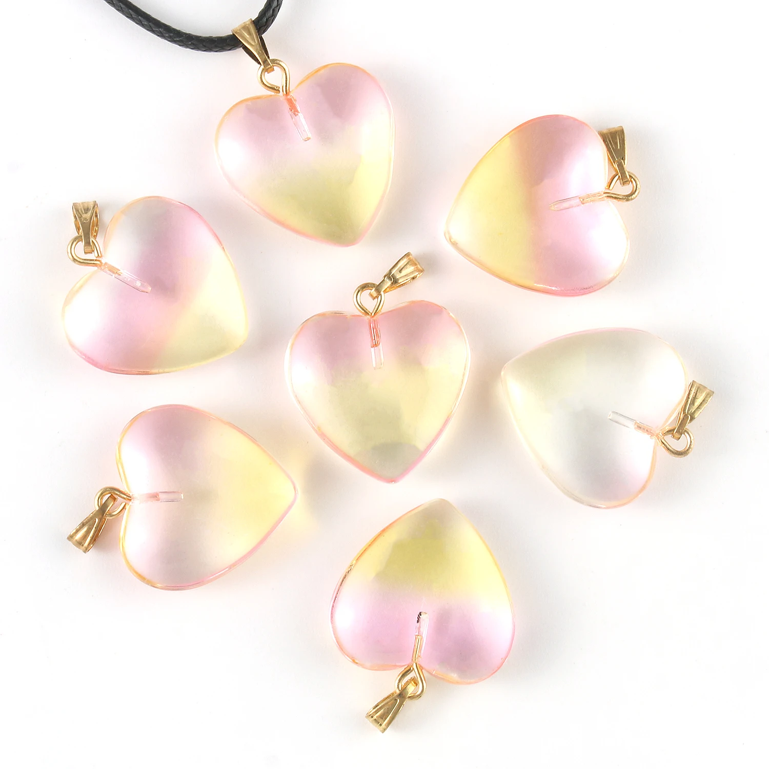 10pcs Multicolor Heart Shape Czech Lampwork Beads Glass Beads Charms Pendant for Jewelry Making DIY Bracelets Necklace 20x20mm