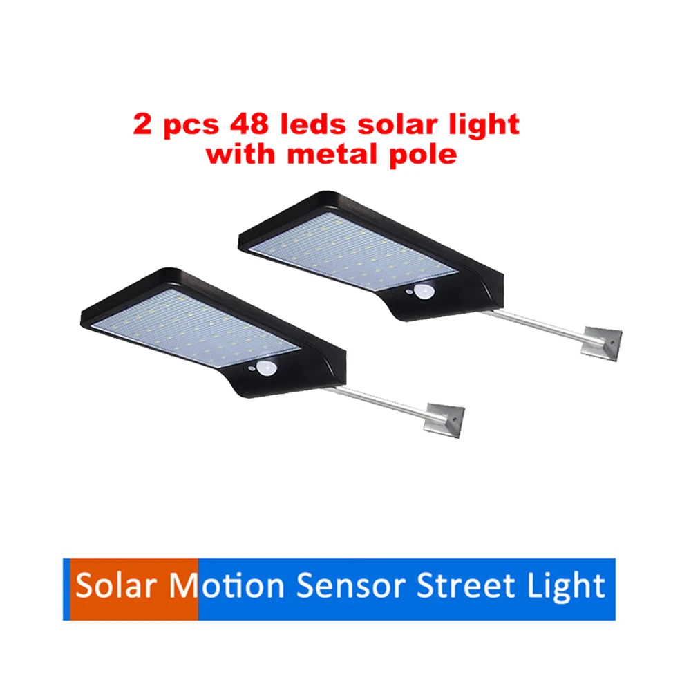 

2/4pcs 48 LED Solar Light Outdoor Waterproof LED Lamp Security Lighting Wall Sconces with Mounting Pole for Barn Porch Garage se