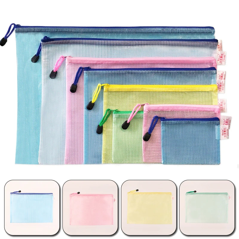 File Folder Organizer 1pcs A3 A4 A5 A6 Waterproof Plastic Zipper Paper File Folder Book Pencil Pen Case Bag File Document Bags Office Student Supply