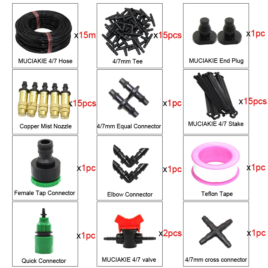 MUCIAKIE 5 M-30 M 1/4-in Регулируемая латунная насадка для Запотевания Система охлаждения для растений овощи Патио Сад орошения наборы - Цвет: CxAB875C