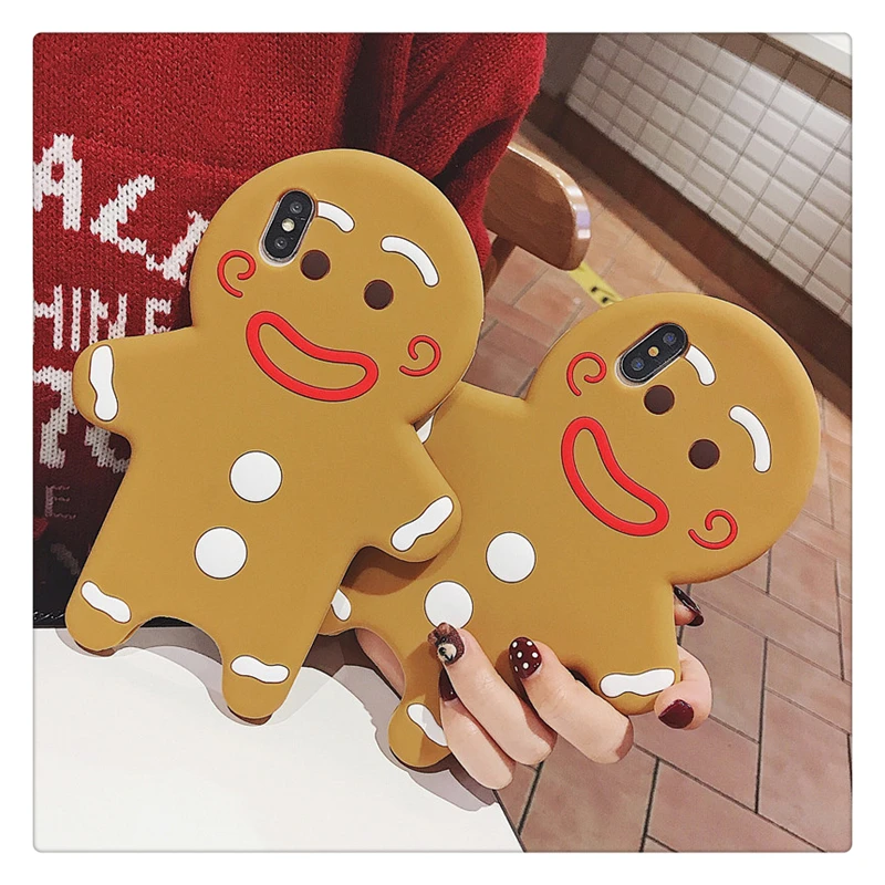 Funny Cute Cartoon Gingerbread Man Mobile Phone Anti-fall Case Protective Cover For Iphone 6 6S Plus 7 8 Plus X XS XR XSMAX