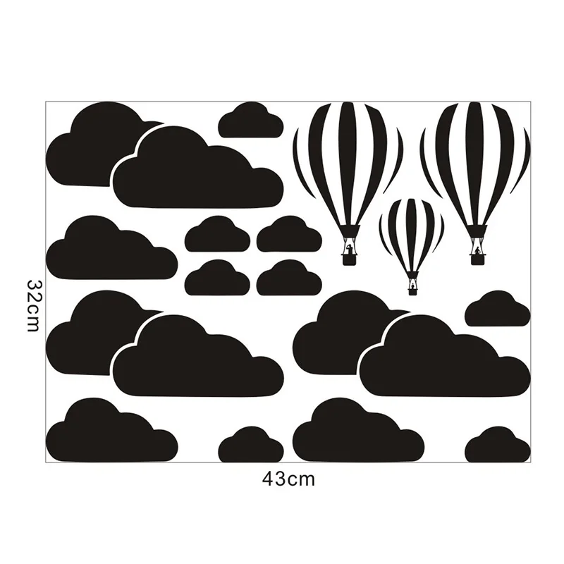 

Hot Air Balloon Wall Stickers Self Adhesive Clouds 32*43cm Removable Mural Kitchen Bedroom