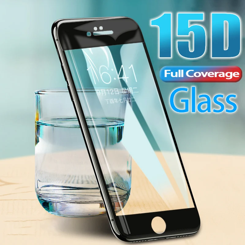 

Full Cover Protective Glass on For iPhone 7 6 6s 8 Plus Screen Protector Glass Film For 5 5S SE X Tempered Explosion-proof Glass