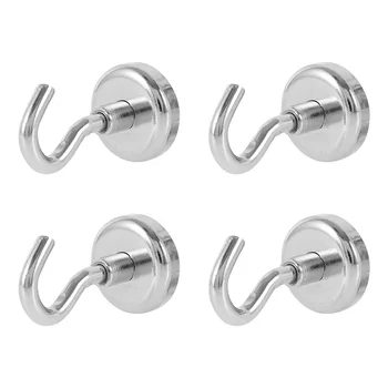 

4 Pcs Strong Magnetic Hooks 22kg Suction Wall Hooks Holder Support Hardware Magnetic Tool Key Coat Cup Hanger for Home Kitchen