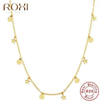 

ROXI Lovely Round Stars Clavicle Necklaces for Women Elegant Wedding Pendant Necklaces Jewellery Collares Silver 925 Jewelry