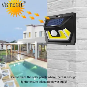 

54LED COB Solar Powered Wall Lamp PIR Motion Sensor Solar Light Waterproof Garden Outdoor Light 3 Sided Lights Dropshipping