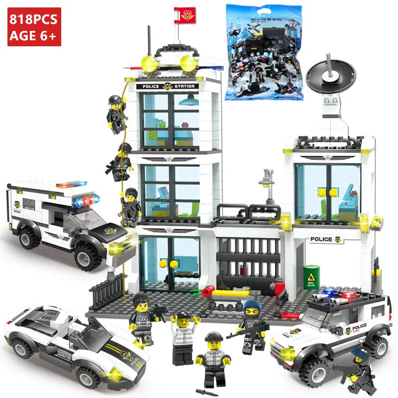 

818Pcs City Police SWAT General Administration Building Blocks Sets LegoINGs Kids Bricks Playmobil Lepinblocks Toys for Children