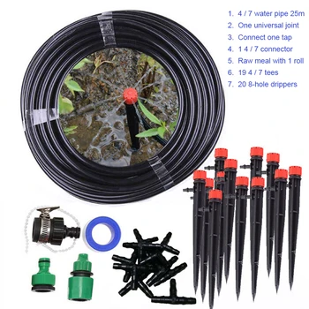 

25m Water Hose Micro Drip Irrigation System Adjustable Dripper Garden Watering Systems DIY Automatic Watering Kits