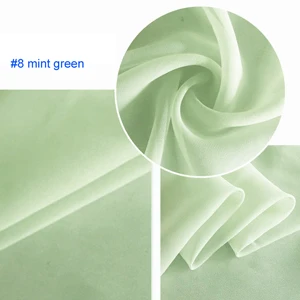 100 см* 114 см гладкий шелк материал Жоржет прозрачные ткани платье Шарфы материал шелк шифон - Цвет: 8 mint green