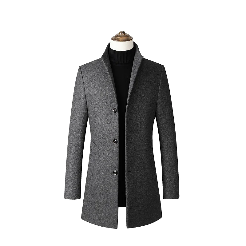 Теплое деловое пальто осень зима Длинные мужские шерстяные куртки мужские шерстяные повседневные тренчи верхняя одежда размера плюс 4xl