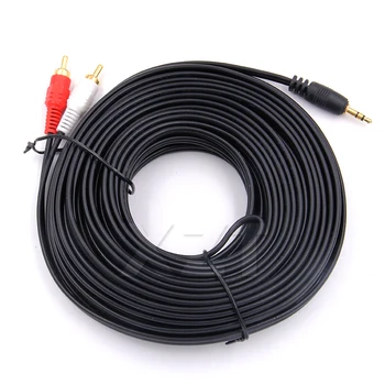 15m/10m RCA Cable 3.5mm Jack to 2 RCA Aux Cable 3.5 mm to 2RCA Adapter Splitter Audio Cable for TV Box Home Theater Speaker Wire