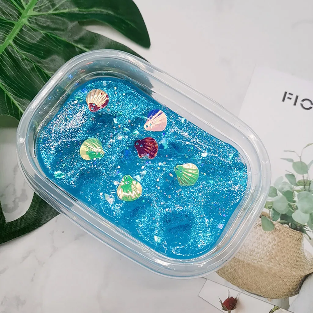 Цветные пушистые слизи игрушки Полимерная глина игрушки DIY яркий цвет хрустальная глина с раковиной аксессуары слизь Детский пластилин игрушка W1003