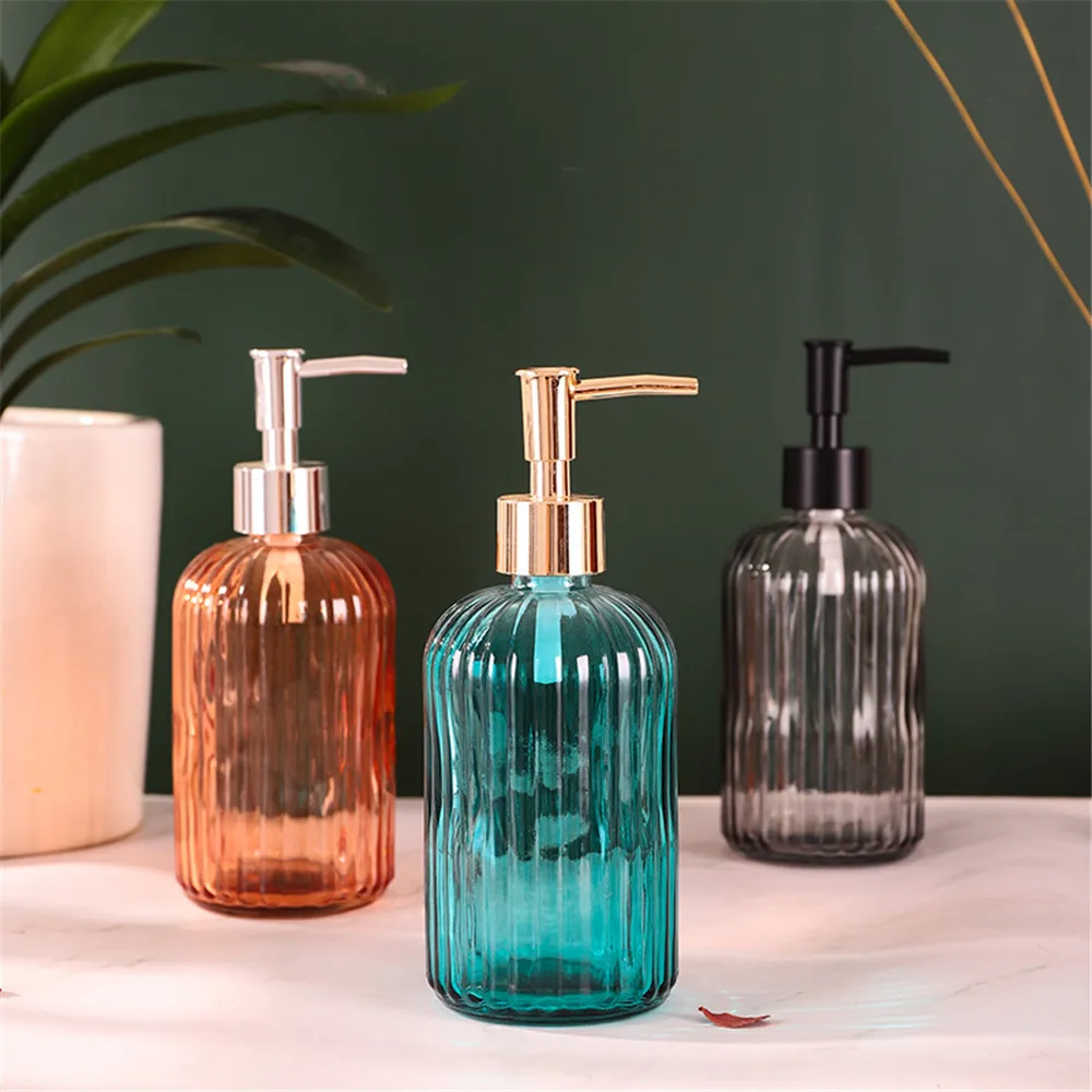 

450ml Glass Soap Dispenser Bath Hand Washing Hair Conditioner Shampoo Bottle Nordic Kitchen Detergent Sub-bottle