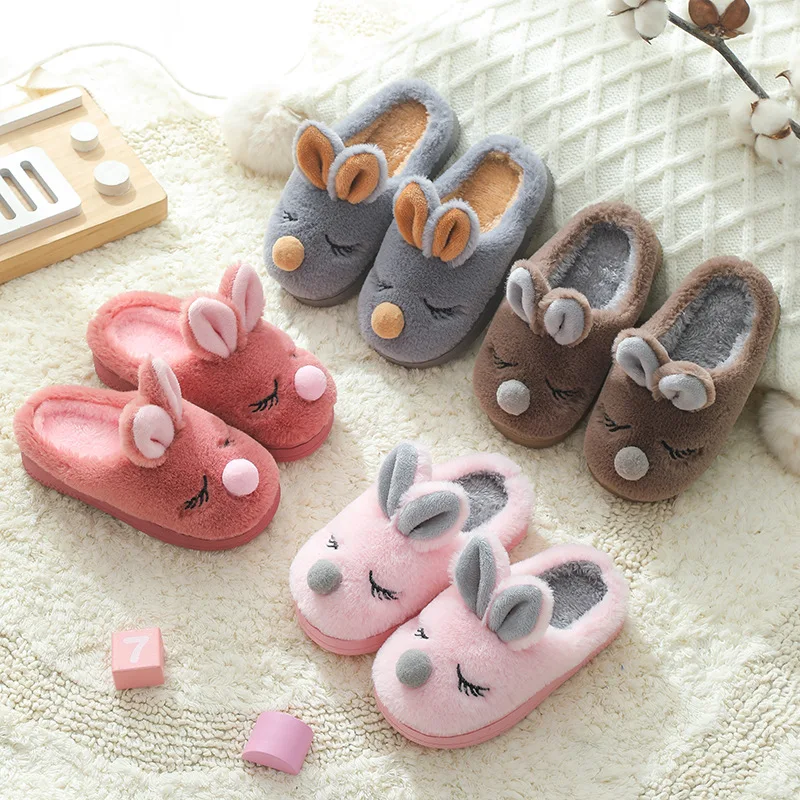 Drecage Zapatillas de Conejo de Felpa para niños pequeños Zapatos de Interior Otoño Invierno Zapatos cálidos para Exteriores Zapatillas 