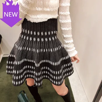 

A-line striped polka dots mini length halfbody 2020 new fashion women skirt high waist pleated