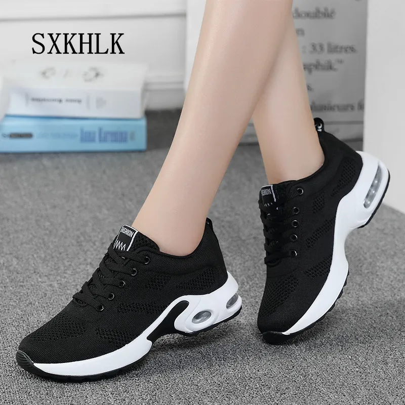 

plus size breathable air mesh sneakers women 2019 spring summer slip on platform knitting flats soft walking shoes woman