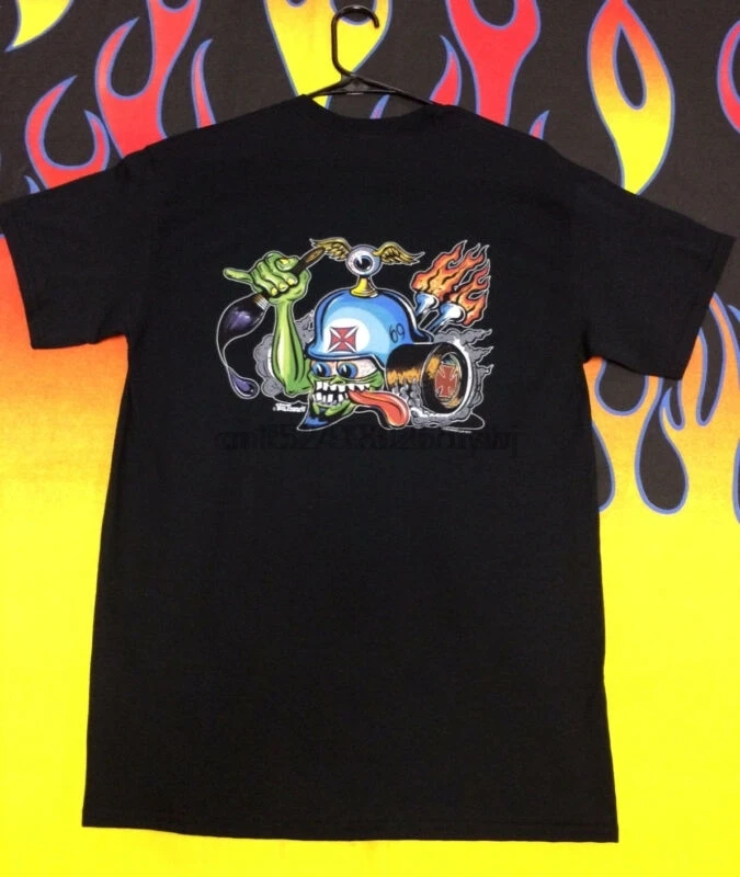 

VON FRANCO IRON CROSS HELMET PINSTRIPERS DUTCH EYE BALL T SHIRT rat fink ed roth