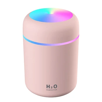 

300ML USB Air Humidifer Aroma Essential Oil Diffuser with Romantic Lamp Mist Maker Aromatherapy Humidifiers for Home Pink