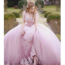 Классическое Розовое Бальное платье Бальные платья квадратный вырез короткий рукав аппликации из бисера сладкий 15 платье размера плюс платье на выпускной для принцессы