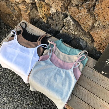 

7 Colors Summer Women Slim Stretchy Cropped Tank Tops Female Camis Sleeveless Solid T Shirts Crop Tops