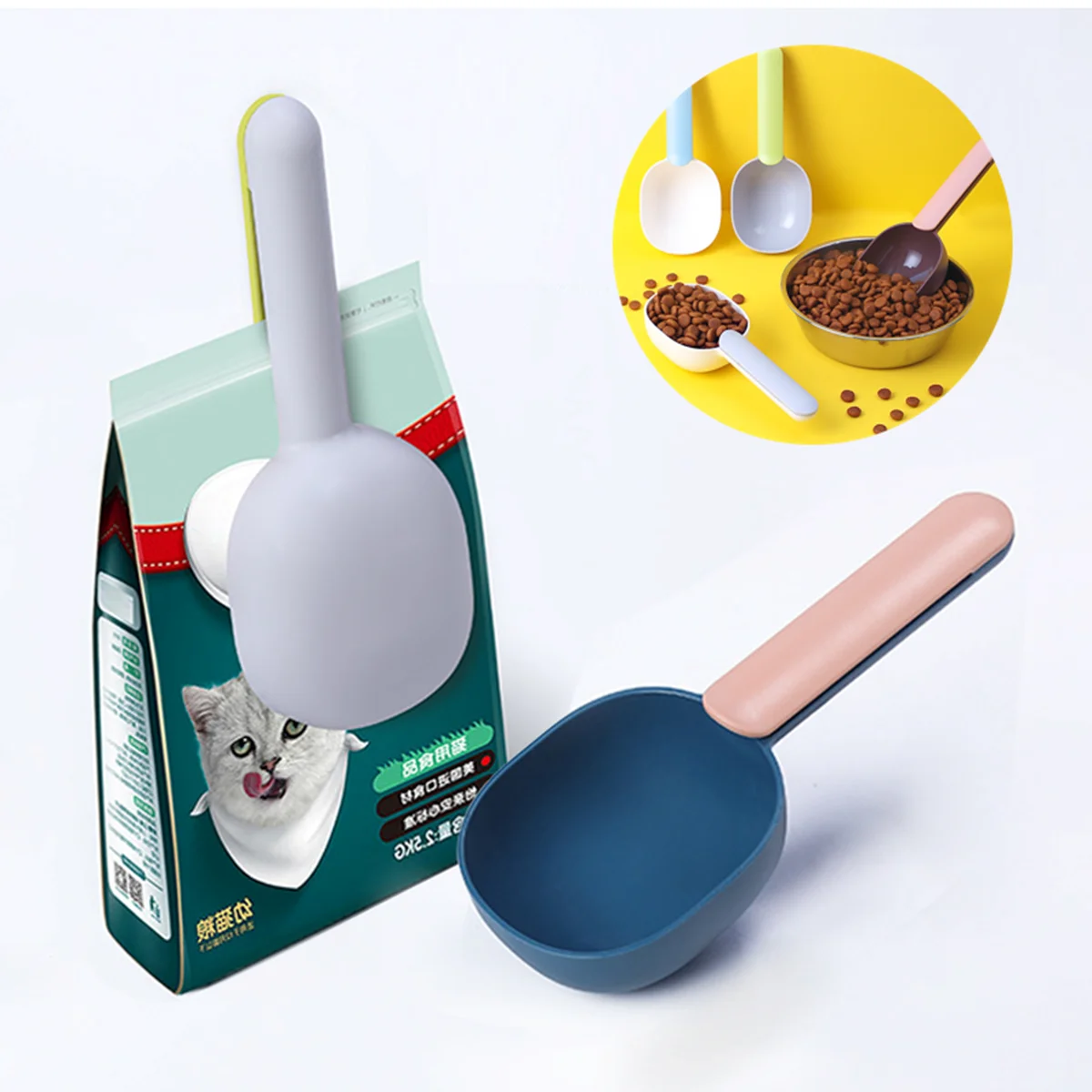 Vendedor Caliente Multi-función de Gato perro espátula para comida cuchara para alimentar al bebé cuchara con bolsa de sellado de perro de Clip taza cuchara, suministros para mascotas mmQKMg6ld57
