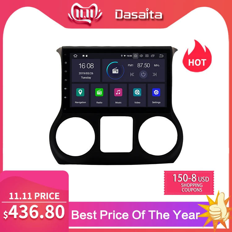 Flash Deal Dasaita 10.2" Android 7.1 Car GPS Player Navi for Jeep Wrangler 2011-2016 with 2G+16G Quad Core NO DVD Radio Multimedia HDMI 4G 0 Flash Deal Dasaita 10.2" Android 7.1 Car GPS Player Navi for Jeep Wrangler 2011-2016 with 2G+16G Quad Core NO DVD Radio Multimedia HDMI 4G 0