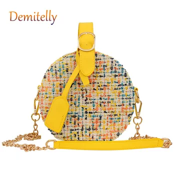 

Fashion wild hand hold small round bag casual chain shoulder messenger bag PU leather colorful women's small round handbag