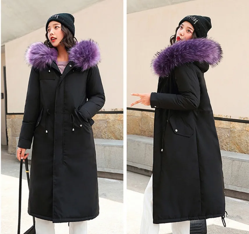Women's Warm Coat jacket With Velvety Lining Women Extra Size Slim Long Coat Women Winter Big fur Hoodie Parker Mujer coat