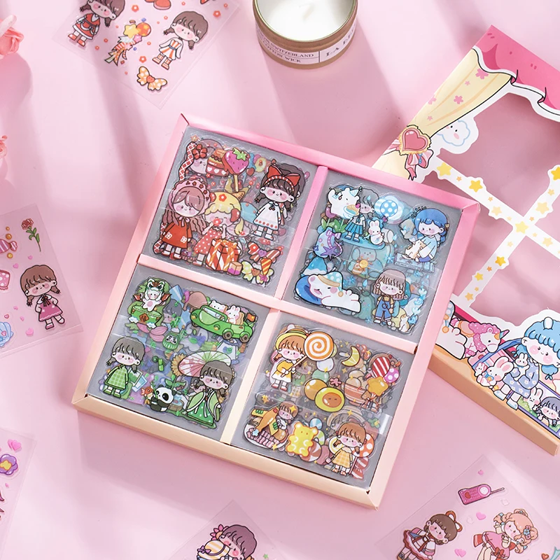 100 pcs/box Cute kaleidoscope girl Decorative PVC Stickers Scrapbooking diy Label Diary Stationery Album Journal Planner Stick