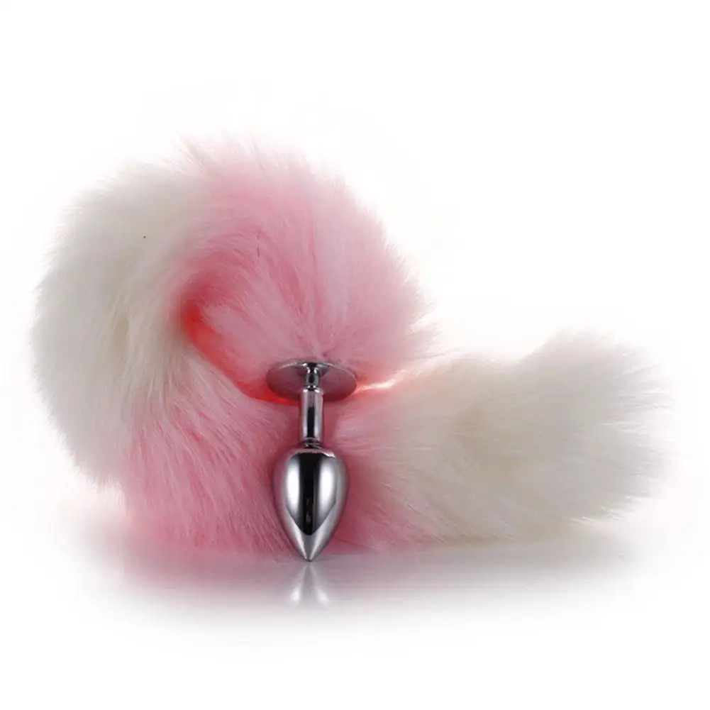 Movconly 40CM Fox Tail Anal Plug with Big Real Crystal Fox Tails Metal Butt Plug Couple Sex Toys Erotic Cosplay Tail