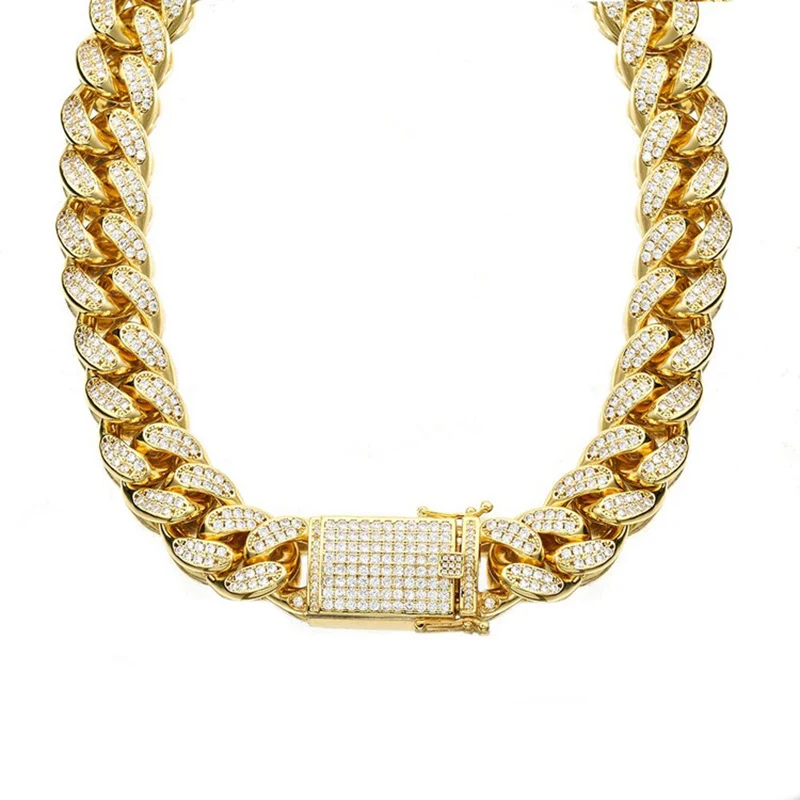 16-3" 18 мм золотой цвет AAA CZ камень кубинская звеньевая цепочка Ожерелье для мужчин хип-хоп Bling Iced Out CZ ожерелье s ювелирные изделия