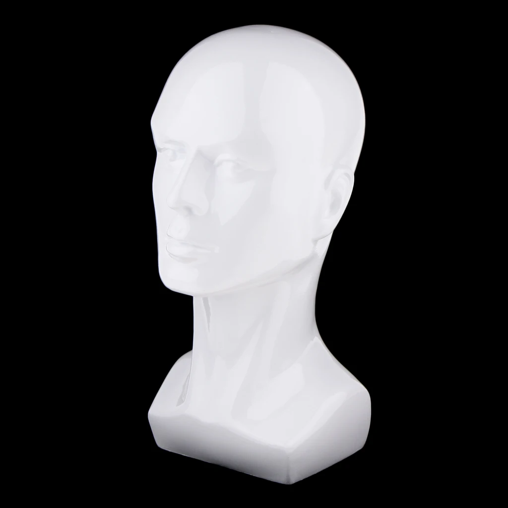 Wigs Cap Glasses Headphone Eyeglass Sunglasses Display Male Mannequin Head Model White / Free Stable Standing