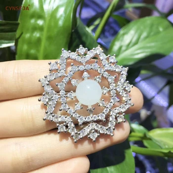 

CYNSFJA Real Certified Natural Hetian Jade Jasper Nephrite Lucky Jade Brooches Pin Handmade Fine Jewelry High Quality Best Gifts