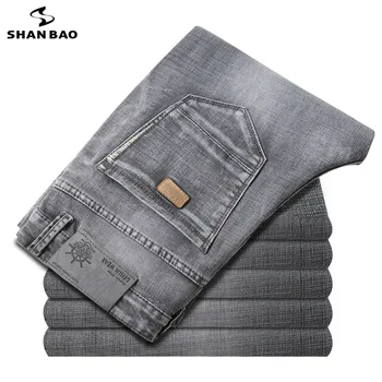 

Large size gray denim jeans for men 2020 new high-quality cotton stretch slim straight trousers youth fashion brand jeans