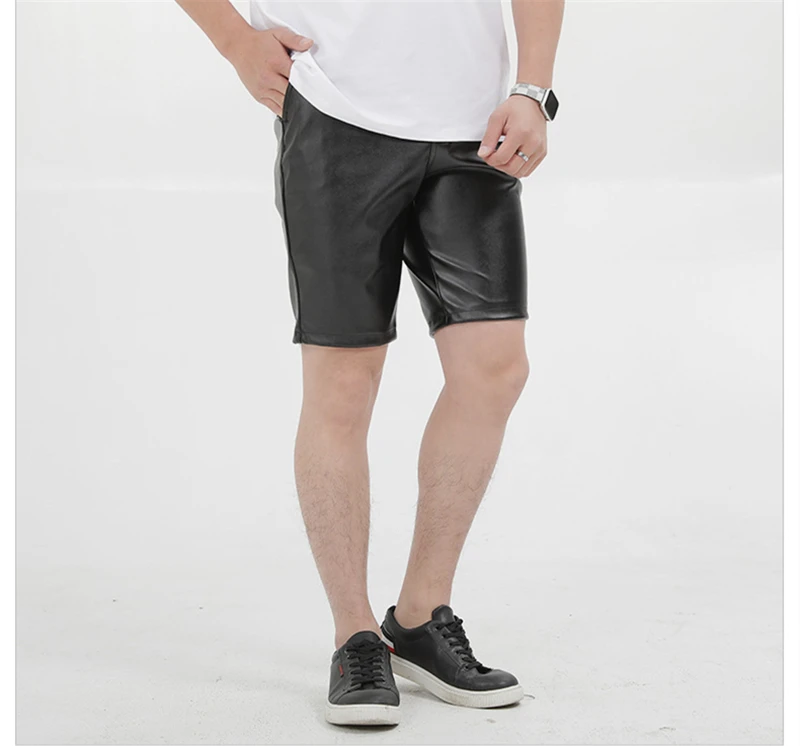 Summer Leather Shorts Men Fashion Brand Boardshorts Male Casual Shorts Comfortable Plus Size Mens Elastic Outerwear Khaki Shorts mens casual shorts