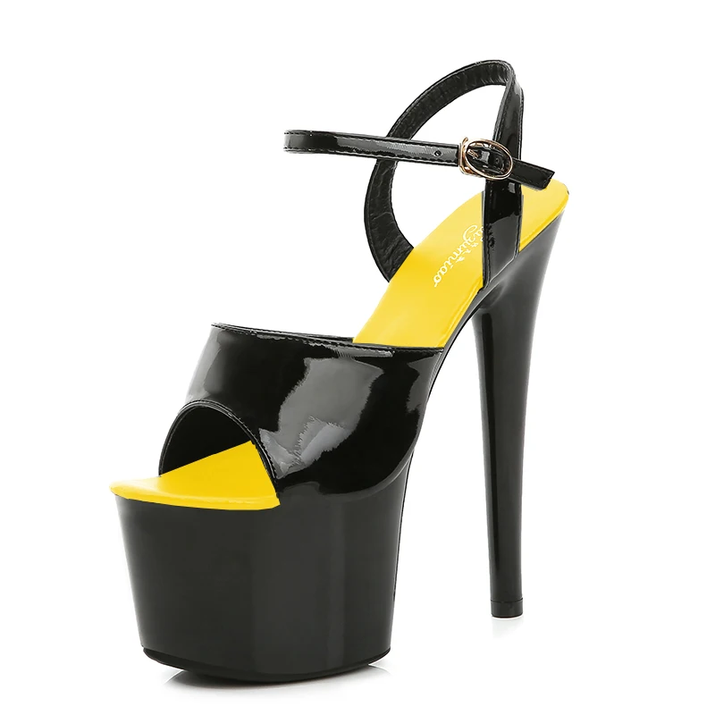 Platform High Heels Sandals Mixed Color Shoes Stripper Heels Women Sandals Sexy Shoes Party Club Sandals 17 CM Platform High-heeled Wedding Pole Dance