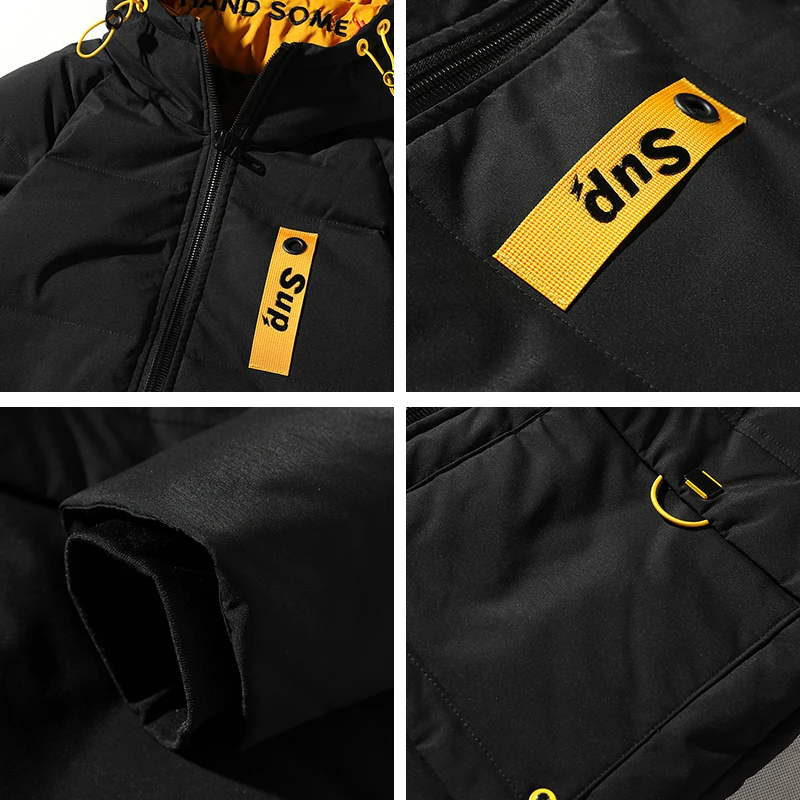 Зимняя куртка пуховик с вышитым буквенным принтом 90% белого утиного пуха Мужская