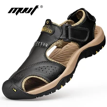 Classic Men's Sandals Summer Soft Sandals Comfortable Men Shoes Genuine Leather Sandals Big Size Soft Outdoor Men Roman Sandals