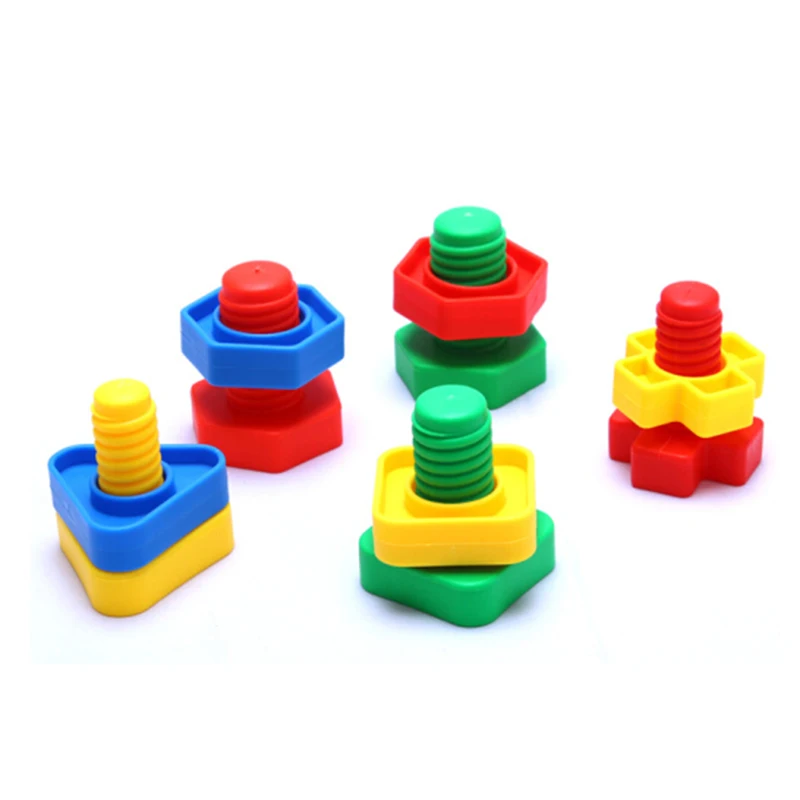 Juego de bloques de construcción Montessori en 3D para bebé, juego de bloques de construcción con forma de tuerca de plástico, modelo educativo de escala 1/10/20