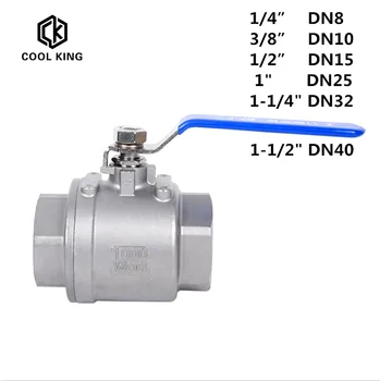 

BSPT 1/4" 3/8" 1/2" 3/4" 1" 1-1/4" 1-1/2" Female Stainless Steel SS304 2P Full Port Ball Valve with Vinyl Handle Thread Valves