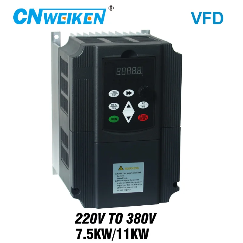 WK310 7.5KW/11kw VFD вход 220V 1ph на выход 380V 3ph высокая производительность переменного тока