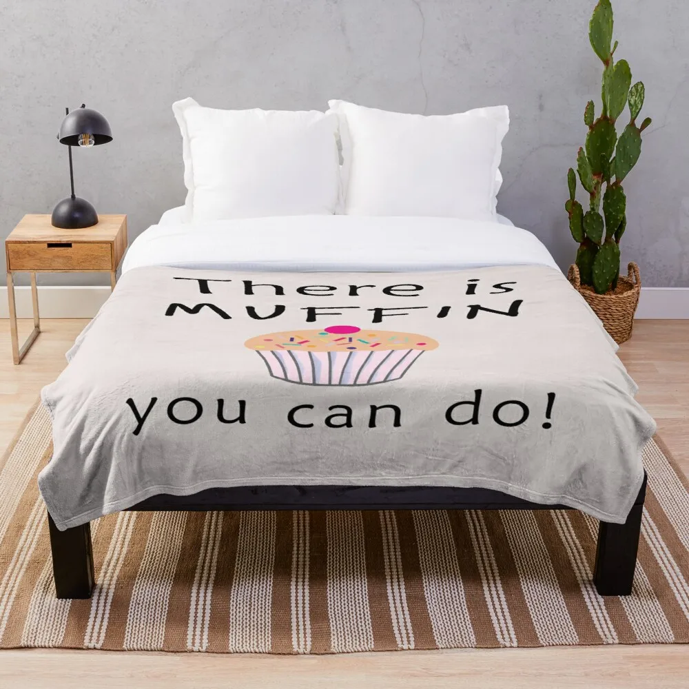 

All Season Printed Fleece Blanket Super Soft Cozy Throw Blanket There Is Muffin You Can Do Black
