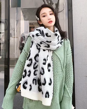 

Large size 200*70cm 2019 Autumn Winter Female Leopard Print Wool Warm Plaid Scarf Women Cashmere Scarves Long Shawl Wrap hijabs