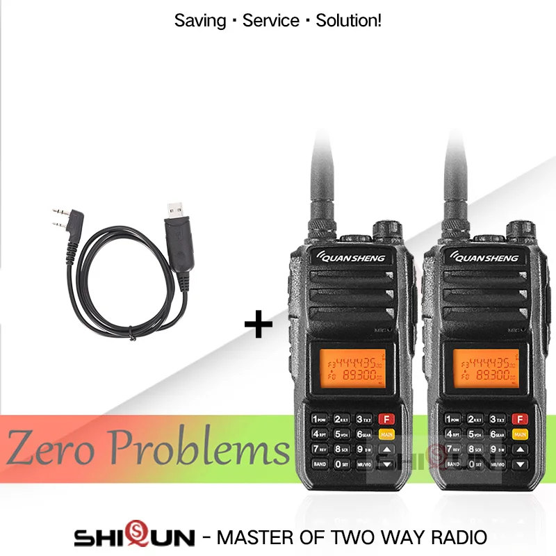 Add 1Cable 2 шт. QuanSheng TG-UV2 Plus 10 Вт дальняя рация 10 км 4000 мАч радиоприемник 10 км vhf uhf двухдиапазонный дополнительный голосовой скремблер - Цвет: Add 1Cable
